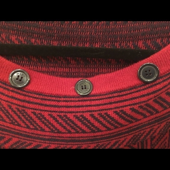 Vintage MARC JACOBS Wool Red Navy Herringbone Short Sleeve Sweater Size Small - Picture 3 of 6